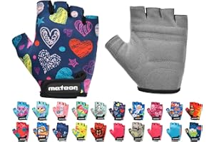 METEOR Guanti Bicicletta per Bambibi e Giovani - Guanti Ciclismo Corto Mezze Dita - Bimbo Bici Guanti per Autunno Primavera Estate MTB BMX - Molte Taglie e Colori