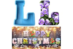 YANMUCY Stampi in silicone 3D alfabeto grande a forma di lettera epossidica per resina tampi fai da te in resina per lettere di cioccolato per compleanno matrimonio festa di Natale decorazioni artigianali