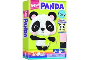 KRAFUN Kinder-Nähset für Anfänger ab 7 Jahren, Panda-Stoftpuppe, Plüschfilz, Anleitung, Wiederverwendbare Box, Lernspielzeug zum Nähen und Sticken