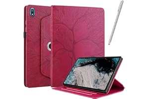 Netany Funda para Nokia Tablet T20 con lápiz Capacitivo, Piel sintética con Tapa función Atril Soporte para lápiz Árbol de La Vida Funda - Rojo