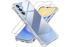 Tentoki 3 in 1 für panzerglas und hülle Samsung Galaxy A15 5G / A15 4G,[Nie Vergilbung] schutzfolie a15 Samsung 4g / 5g TPU handyhülle Schlanke Stoßfeste Anti Kratzt Transparent Case