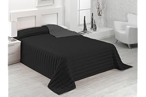 SABANALIA - Colcha Bicolor Multiuso Tutto para Primavera, Verano, Otoño (Disponible en Varias Medidas y Colores) - Cama 150, Negro/Gris