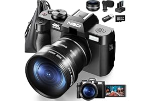NBD Cámara Digital 48MP 4K HD compacta cámara Infantil con Tarjeta de 32 GB, Zoom Digital, 16 x Pantalla 3 '' 180°, Lente Gran Angular, cámara Adolescente Recargable portátil para Principiante
