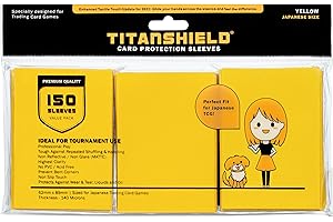 TitanShield (150 buste) piccole dimensioni giapponesi carte da scambio carte protettive compatibile con Yu-Gi-Oh!, Cardfight!! Vanguard & Photocards (giallo)