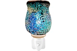 Aroma Haven S2 Electric Wax and Oil Burner | Mosaic Plug In Wax Melter & Essential Oil Warmer Diffuser | Aromatherapy Night Light for Home & Bedroom Decor Plug-In Wax Warmers Melts (Crackle Blue)