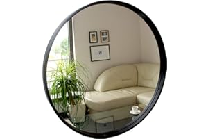 ‎BD ART BD ART Rund Spiegel, Wandspiegel, 50cm Durchmesser, Holz, Schwarz