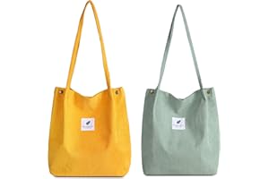 Makukke Borsa a tracolla da donna, 2 pezzi, borsa a tracolla da donna, borsa a tracolla per tutti i giorni, ufficio, gite scolastiche e shopping, giallo/verde, L, Rétro