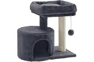 Feandrea Kratzbaum klein, Katzenbaum mit Sisalstamm, Katzenkratzbaum mit gepolsterter Plattforme, für Kätzchen, rauchgrau PCT50G