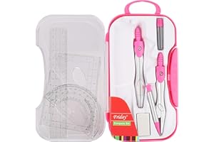 LIFREER Zirkel Sets, 10 Stück Geometrie Set für Zirkel Grundschule ab 4. Klasse, Schule ab 5. Klasse,mit Zirkel, Bleistift, Radiergummi, Spitzer, Winkelmesser, Geodreiecken, Lineal und Aufbewahrungsetui