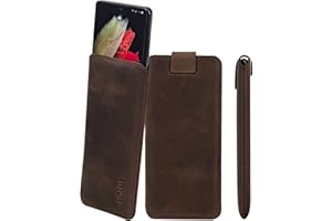 Suncase *Slim-Edition* Tasche Hülle Etui mit Rückzugsfunktion und Magnetverschluss in antik-dunkel braun, kompatibel mit iPhone 17
