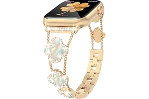 TOWONSHY Bling Armband kompatibel mit Apple Watch Armband 38mm 40mm 41mm 42mm 44mm 45mm Serie SE 9 8 7 6 5 4 3 2 1, Damen Funkeln Diamant Armband, süße glückliche Klee Ander iwatch Armband