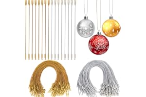 AUGSUN Weihnachtskugeln Aufhänger Haken, 200 Stück Christbaumkugel Aufhänger Haken mit Druckknopf Kugel Aufhänger für Christbaumkugeln Weihnachten Deko(Gold, Silber)