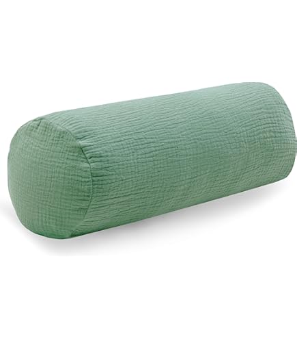 Nackenrolle Bezug Aus Bio-Musselin - 15x40 Cm Mit Reißverschluss - Smaragd Grün