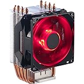 Amazon Basics Computerlüfter mit Cooler Master-Technologie, CPU-Luftkühler, 4 Wärmerohre, RGB-LED-PWM, Aluminiumlamellen, Kom