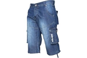 Ze ENZO Short cargo pour homme en denim très résistant pour toutes les tailles