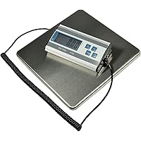 Digitale Paketwaage Versandwaage bis 120Kg +/-20g Edelstahl Oberfläche 27x27cm Spiralkabel 70-150cm Externes Display