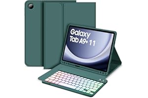 ‎BETTDOW Bettdow für Samsung Galaxy Tab A9+/A9 Plus 2023 Tastatur Hülle, Deutsch QWERTZ Layout Abnehmbarer Beleuchtete Tastatur, Hülle mit Stifthalter für Galaxy Tab A9+ 11 Zoll SM-X210/X215/X216, Dunkelgrün