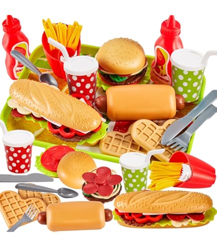 KIMIGO Ensemble Cuisine Enfant 55 Pcs – Dinette Avec Fruits/Légumes à Couper, Panier Pique-Nique, Jeu De Rôle Chef