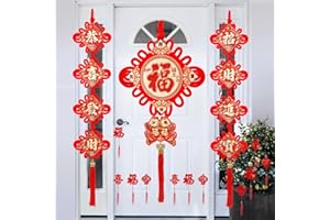 WYRJXYB Chinese New Year Decorations 2024 Red Chinese Knot Fu Character and Chinese Knot Couplets-Year of the Dragon Lunar New Year Decorations Hanging Ornaments for Spring Festival Party Decor-21Pcs
