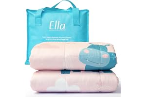 Ella Tyngdtäcke För Barn 2,4kg 90x120 cm - Avslappnande och lugnande filt för sömn - 7 lager, allergivänliga glaspärlor, mjukt och svalkande ytterlager av bomull - lämplig för barn 15-25kg – Flodhäst