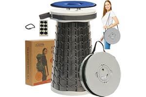 ALEVMOOM Upgraded XXL 50CM Collapsible Stool with Cushion, Telescopic Folding Stools for Adults Max Load 450KG, Retractable Portable Seat for Camping Fishing Hiking BBQ Outdoors