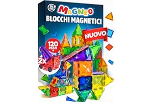 MAGNEO TOYS Magneo® Blocchi Magnetici 120 Pezzi (2 Auto) – Costruzioni Magnetiche per Bambini 3+ – Gioco Creativo con Magnetic Tiles – Blocco da Costruzione Educativo – Idea Regalo Bimbi