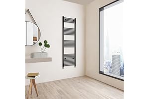 Huibathroom 1600x500mm(HxW) Matte Black Straight Central Heating Towel Rail Heating Towel Radiator