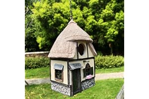 Handsider Outdoor Art Birdhouse Hanging Birdhouse With Cleaning Switch, Garden Statues Birdhouse, Wild Bird Nesting Box Patio Tree Decor (A)