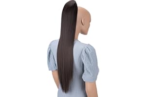 CAISHA by PRETTYSHOP 70cm Postiche Natte Queue De Cheval Extensions De Cheveux Raide Marron H160