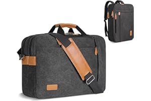 Estarer Convertible Laptop Messenger Bag 17-17.3 Inch Mens Satchel Briefcase Rucksack for Work Business