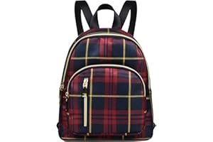 YANAIER Mini Backpack Purse for Women Girls Fashion Anti-theft Backpack Rucksack Ladies School Bag Red Plaid
