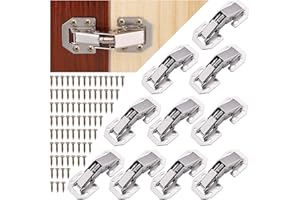 JIZZU 10Stück Scharniere Schranktür mit Scharnierschrauben, Möbelscharniere Türscharniere für Holztüren, 90Grad Aufschraubscharnier Geeignet, Lamellentüren Holz, Kuechenschrank