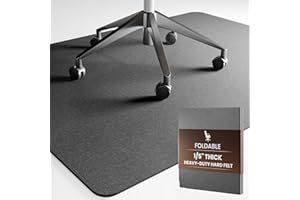 FLUXYNARA Office Chair Mat for Hardwood Floor, 89×120cm Felt Heavy Duty Protector for Tile & Carpet, 1/5" Thick Chair Mat for Computer Desk, Anti-Slip Office Desk Mat (Dark Gray)