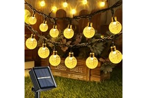 ‎JOOMER Joomer Solar Lichterkette Aussen, 12m 60 LED Solar Lichterkette Außen Wetterfest 8 Modi Kristall Kugel Solar Beleuchtung für Outdoor, Garten, Terrasse, Balkon, Hochzeit Dekoration (Warmweiß)
