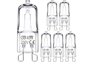 EvaStary G9-Halogenlampen, 40 W, klare Kapsel-Halogenlampen, dimmbar, warmweiße G9-Lampen für Kronleuchter, Pendelleuchten, Schrankleuchten, Landschaftsleuchten (6 Stück)