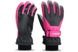 ThxToms Kids Winter Ski Gloves Snow | Windproof, Waterproof and Warmth | PU Palm Thicken Cold Weather Gloves -15℃ | Outdoor Sports Snowboard Bikes | Boys and Girls 4-13 years old