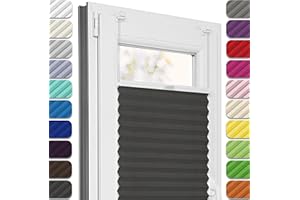 Estika® Plissee ohne Bohren, Premium Klemmfix - 75cm Breite x 230cm Höhe - Anthrazit - Metal pliseehalter ohne Bohren, Modern sichtschutz für Fenster, Jalousien Fenster ohne Bohren
