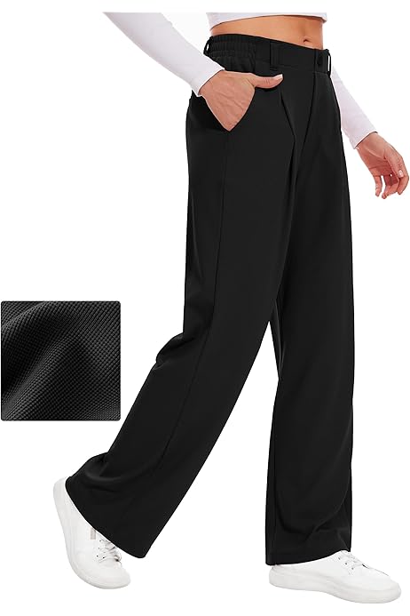 Pantalon Palazzo Pour Fille - Taille Haute Élastique - Jambe Large - 100% Polyester - Style Décontracté Et Confortable