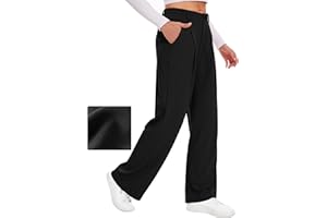 Desol Hosen Damen Waffel Herbst Palazzo Hose Elegant Stoffhose Anzughose Damen Weite Hose mit Taschen High Waist Hose Damenhose Weites Bein