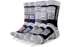 YUEDGE Men's 5 Pairs Athletic Socks Breathable Cushion Comfortable Casual Crew Socks Performance Multi Wicking Workout Sports Socks for Outdoor Walking Trekking Climbing Camping Hiking