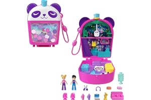 Polly Pocket Bubble Tea Panda Spel Set Bubble Tältformad Bröst för Minidockor, Innehåller 2 Figurer och 12 Tillbehör, Leksak Present för pojkar och flickor +4 år, HWN95
