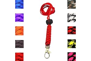 DOGCATZ Tough Paracord Neck Lanyard for Dog Whistles & Clickers, ID, Keys, Braided Knot (Red)