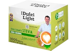 DULCI LIGHT DULCE Y FAVORABLE Dulcilight Édulcorant Stevia Zero Calorie 1000 Buchettes 1gr = 10gr de Sucre | Substitut de Sucre Stevia Granulée avec Fibres Végétales 100% Saveur Naturel | Non OGM Keto Sans Gluten Végétalien
