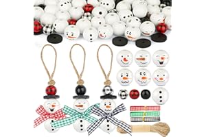 BOFUNX 120pcs Cuentas de Madera Navidad Bolas Madera Manualidades 20mm con Agujero Abalorios Madera Adornos Navideños Bolas Navideñas para Colgantes Árbol Navidad Casa