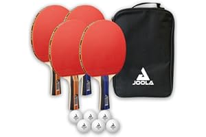JOOLA Set de Tennis de Table Family avec 4 Raquettes, balles de de Tennis de Table et Sac de Transport