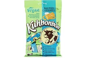 Kuhbonbon Vegan Salted Caramel – weiche milchfreie Karamellbonbons aus Salzkaramell, pflanzenbasierte Toffee-Bonbons aus Kokosmilch und braunem Rohrzucker, laktose- und glutenfrei, 165 gr