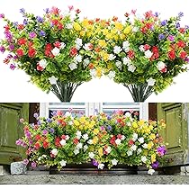 Yimingjin 12 fasci di fiori artificiali, resistenti ai raggi UV, piante da