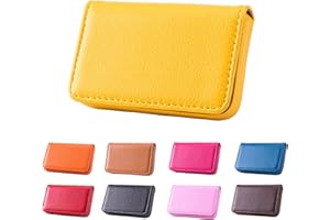 Waylipun Business Card Case, PU Leather Premium Business Card Holder with Magnetic Closure, for Gentle Storage of Your Card, Business Card Case for Men and Women, yellow, Elegant