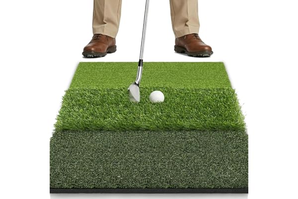 SAPLIZE Tapis de Frappe de Golf de Grande Taille, Tapis de Gazon de Golf Pliant 2 en 1, Rugueux et Fairway pour Frapper, Picking et Putting (Tri-Turf)