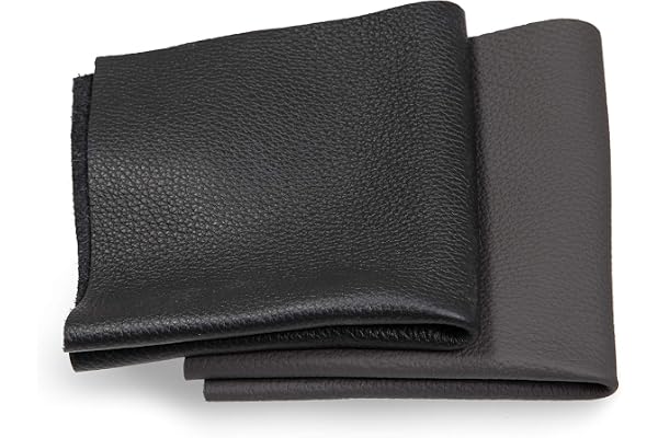 Pièces de Cuir - Chutes de Cuir, Découpes de Cuir, Pièces de Très Grande Taille, Haute Qualité, Cuir pour Couture, Trié, Textiles, Artisanat, Usinage, Couverture, 1Kg, Format A3, Noir